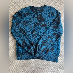 Ann Taylor Grey & Blue Print Sweater